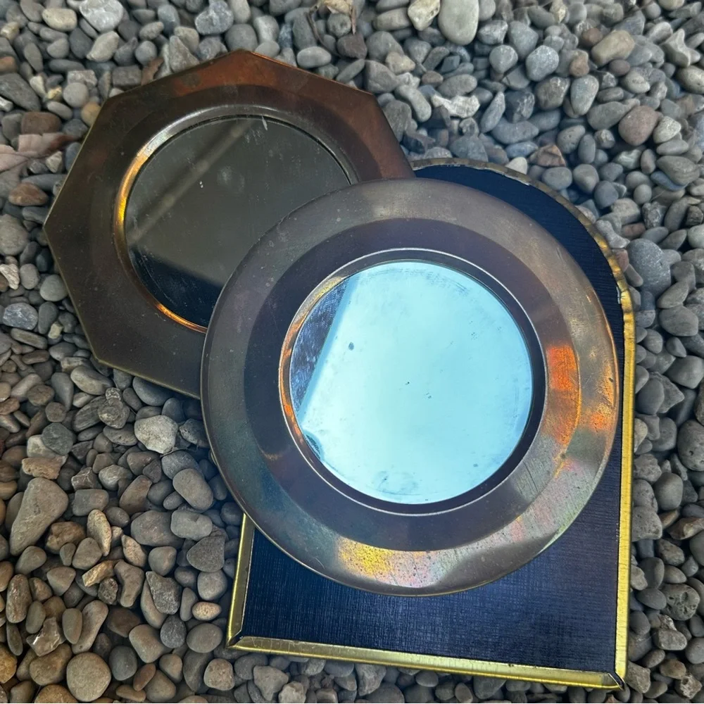 Vintage Brass Moroccan Bronze Wall Mirror Trio